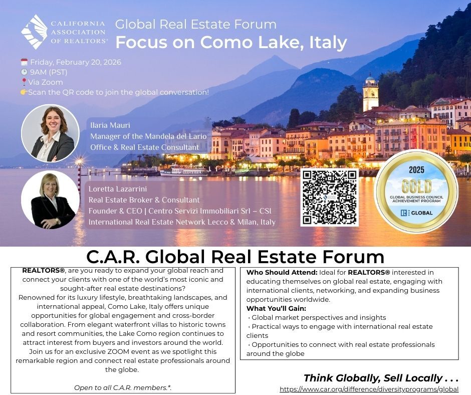 Flyer: Global Real Estate Forum, Focus on Como Lake Italy